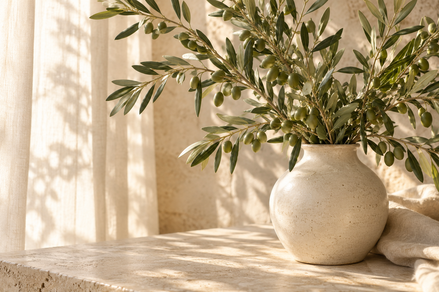 Olive branches in natural light